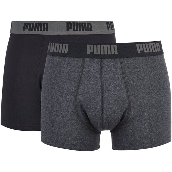 Puma Men's 2 Pack Basic Trunks - Dark Grey Marl/Black