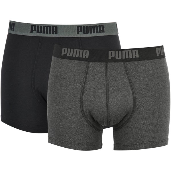Puma Men's 2 Pack Basic Boxers - Dark Grey Marl/Black