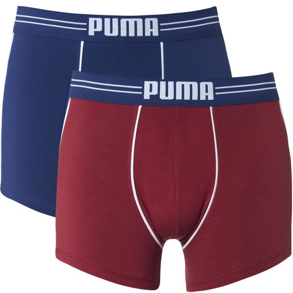 Puma Men's 2 Pack Athletic Blocking Boxers - Red/Blue