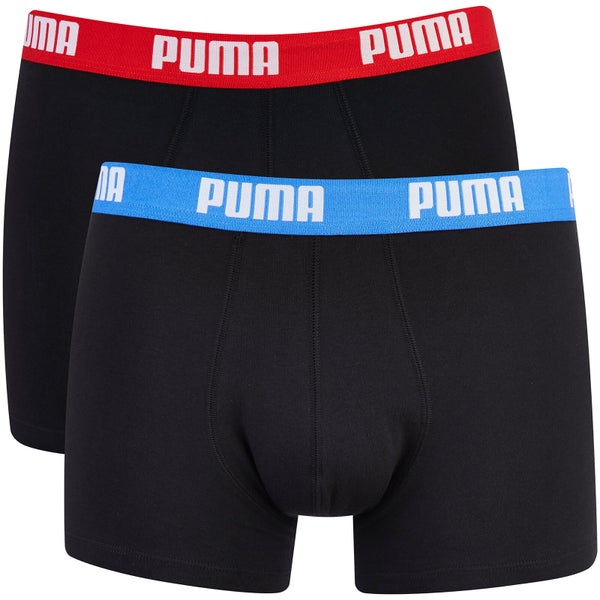 Puma Men's 2 Pack Basic Trunks - Black/Red/Blue