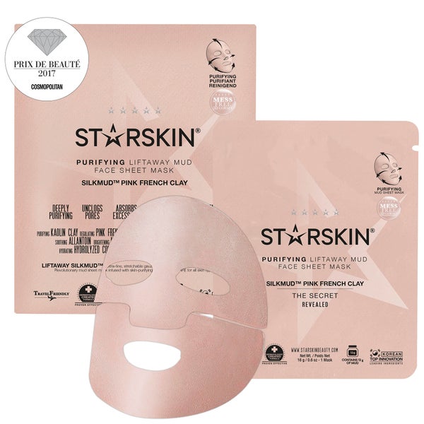 STARSKIN シルクマッド™ ピンク フレンチ クレイ ピュリファイング リフトアウェイ マッド フェイス シート マスク