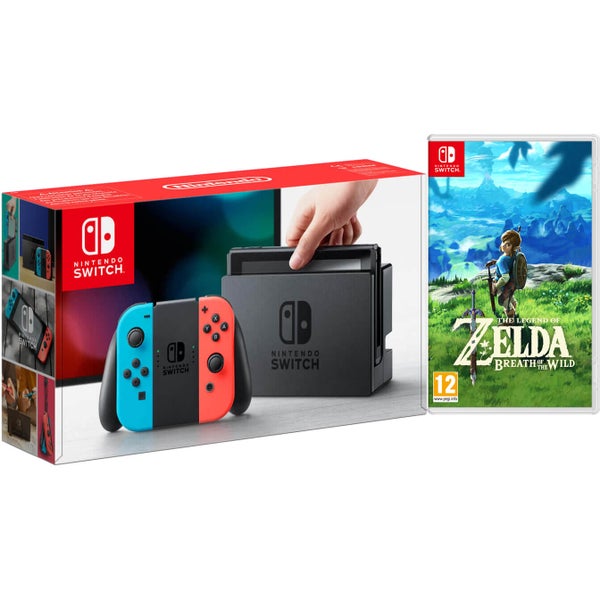 Nintendo Switch Console With Neon Red/Neon Blue Joy-Con with The Legend of Zelda: Breath of the Wild