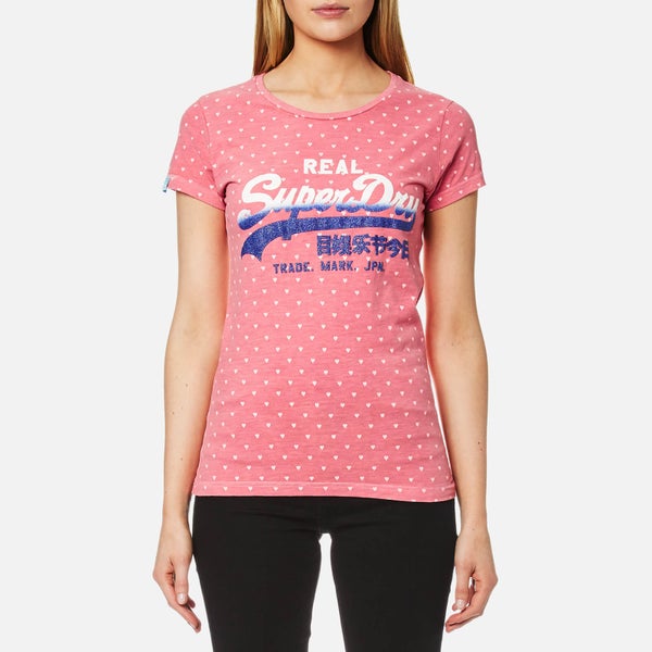 Superdry Women's Vintage Logo Overdyed T-Shirt - Fluro Pink