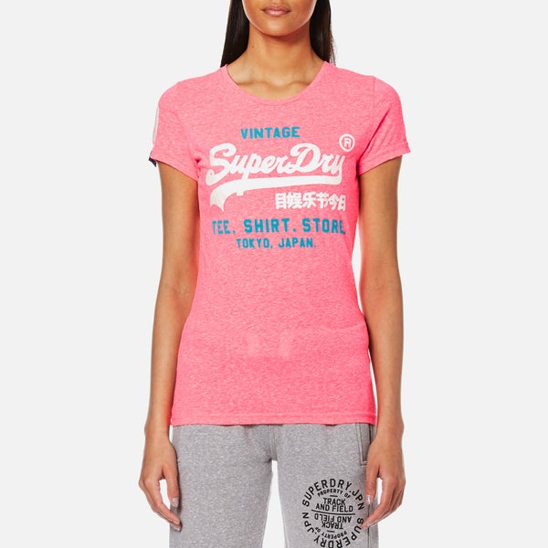 Superdry Women's Shirt Shop Duo T-Shirt - Snowy Fluro Pink