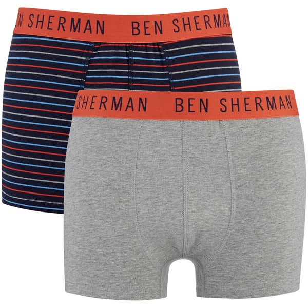 Ben Sherman Men's Logan 2 Pack Boxers - Navy/Grey