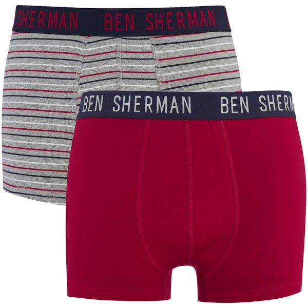 Ben Sherman Men's Logan 2 Pack Boxers - Grey/Red