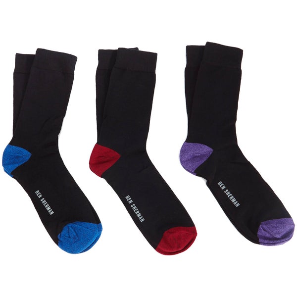 Ben Sherman Men's Irthing 3 Pack Socks - Purple/Red/Blue - UK 7 - 11