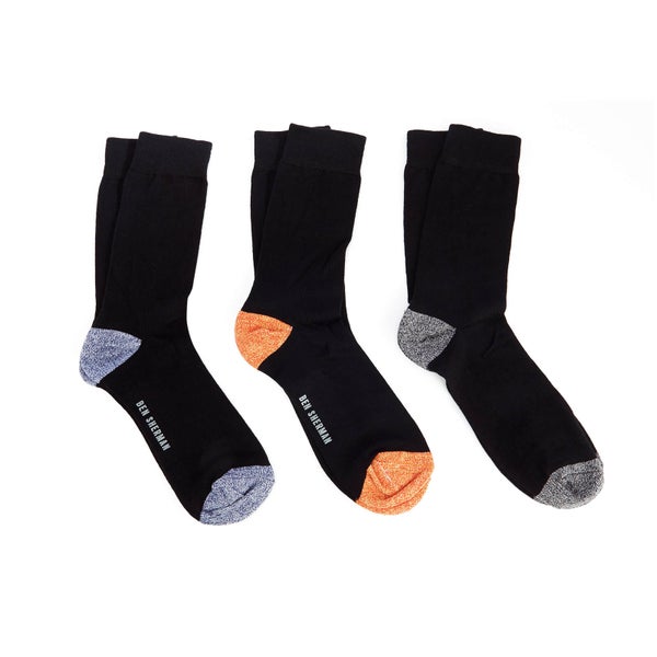 Ben Sherman Men's Irthing 3 Pack Socks - Black/Orange/Navy - UK 7 - 11