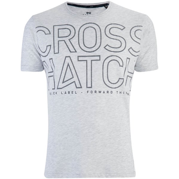 Crosshatch Men's Quahog Chest Print T-Shirt - Light Grey Marl