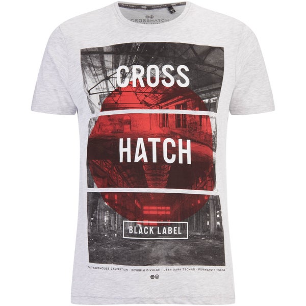 Crosshatch Men's Hotspot Graphic T-Shirt - Light Grey Marl