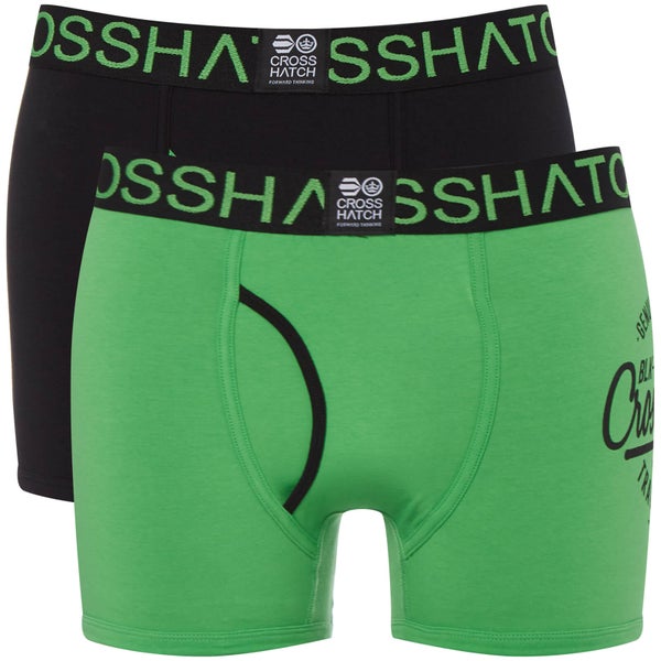 Crosshatch Men's 2 Pack Brookster Boxer Shorts - Classic Green