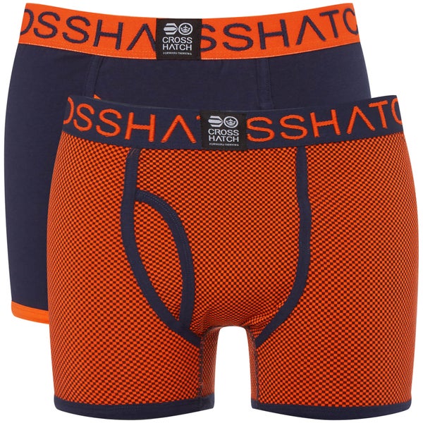 Crosshatch Men's 2 Pack Glowchex Boxer Shorts - Red Orange