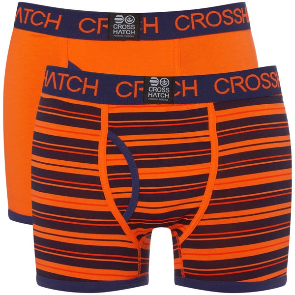 Crosshatch Men's 2 Pack Deckster Boxer Shorts - Red Orange