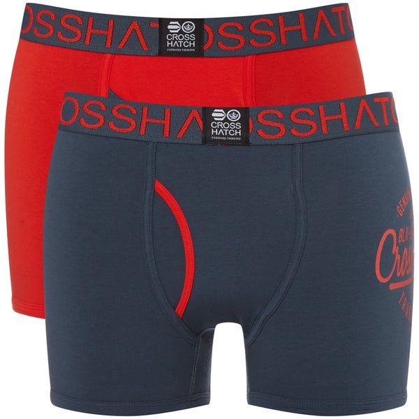 Crosshatch Men's 2 Pack Brookster Boxer Shorts - Fiery Red