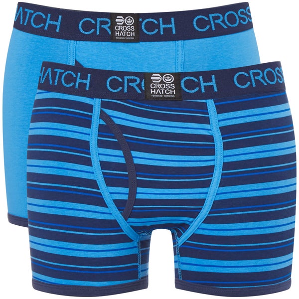 Crosshatch Men's 2 Pack Deckster Boxer Shorts - Malibu Blue