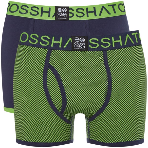 Crosshatch Men's 2 Pack Glowchex Boxer Shorts - Jasmine Green