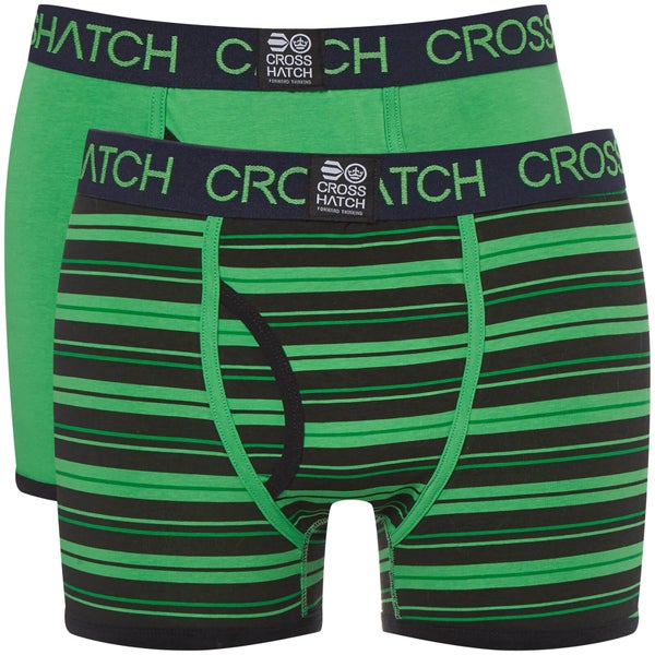 Crosshatch Men's 2 Pack Deckster Boxer Shorts - Classic Green