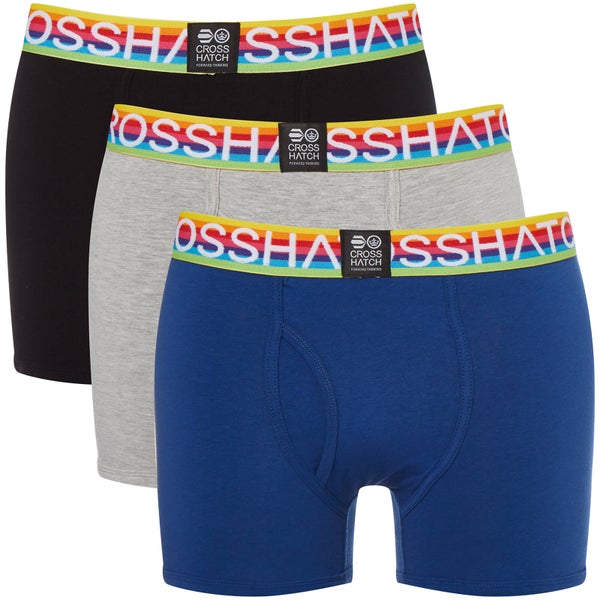 Crosshatch Men's 3 Pack Prizlet Boxer Shorts - Black/Navy/Grey