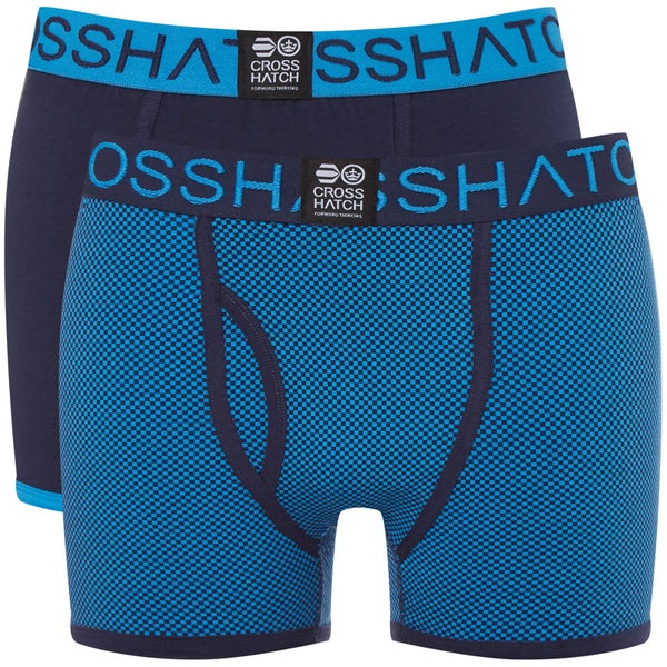 Crosshatch Men's 2 Pack Glowchex Boxer Shorts - Malibu Blue