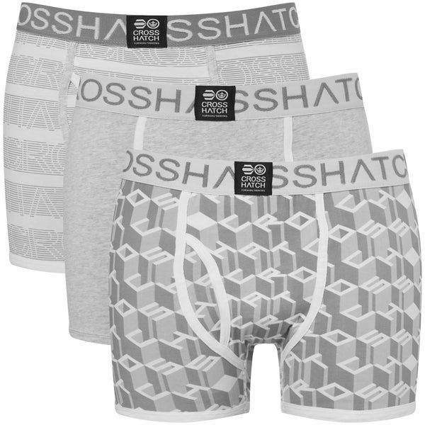 Crosshatch Men's 3 Pack Causeway Boxer Shorts - Grey Marl Mens ...
