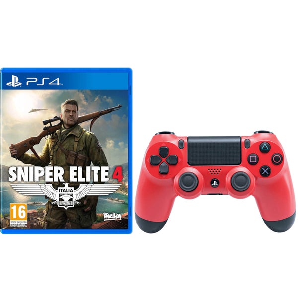 Sniper Elite 4 with Sony PlayStation 4 DualShock 4 V2 Controller Red