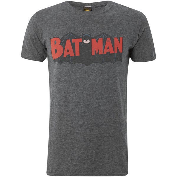 DC Comics Men's Batman Authentic Logo T-Shirt - Grey
