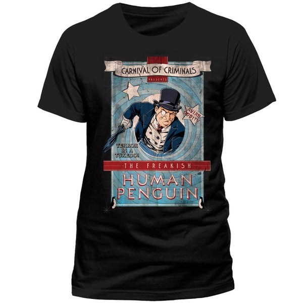 DC Comics Men's Batman The Penguin Carnival of Criminals T-Shirt - Black