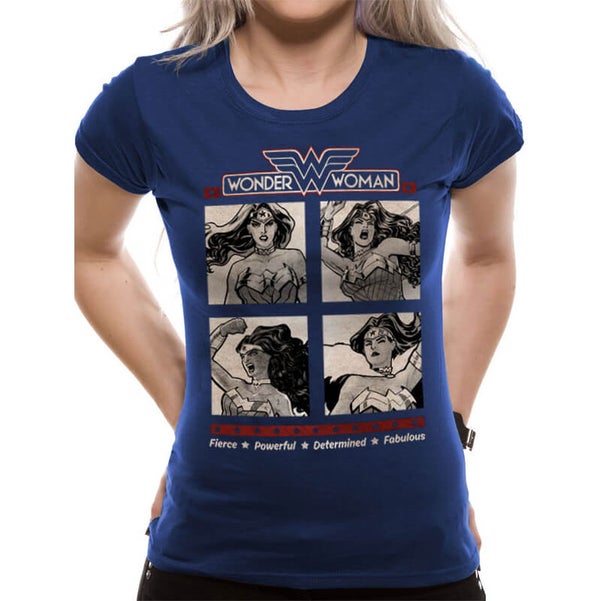 DC Comics Women's Wonder Woman Retro Squares T-Shirt - Navy