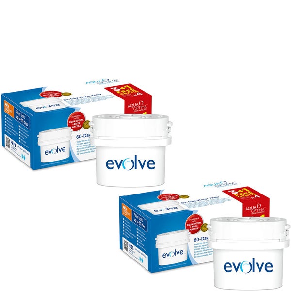 Aqua Optima 8 x 60 Day Evolve Water Filter Cartridges Fits BRITA MAXTRA Jugs (16 Month Pack)