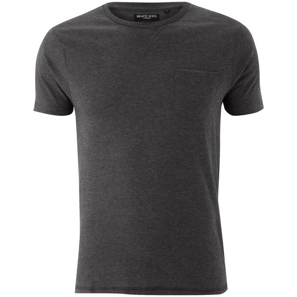 Brave Soul Men's Arkham Pocket T-Shirt - Dark Charcoal Marl