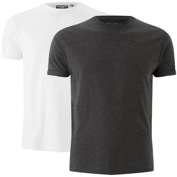Lot de 2 T-Shirts Homme Vardan Brave Soul - Gris Foncé/Blanc