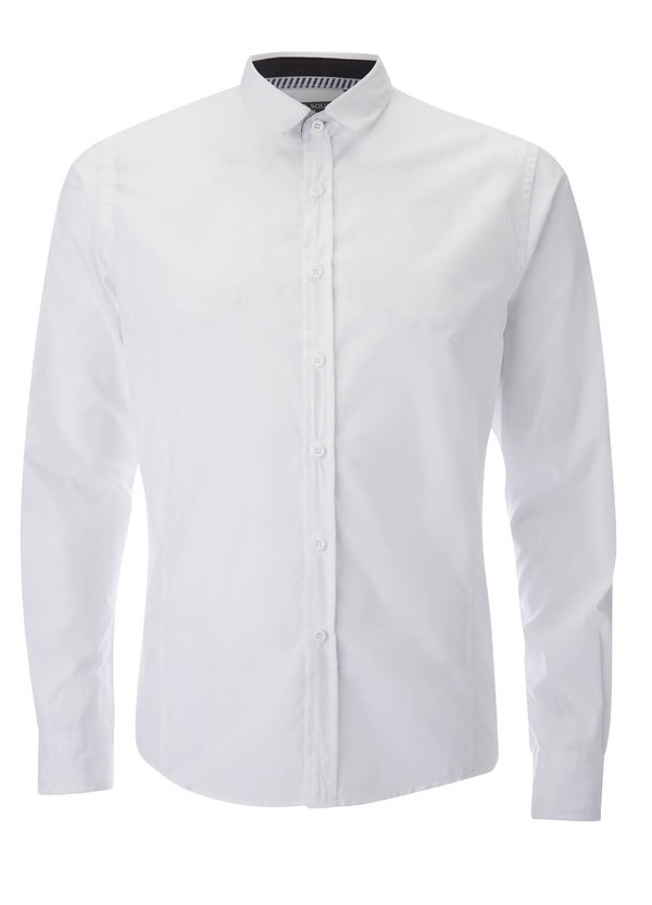 Brave Soul Men's Tudor Long Sleeve Shirt - White