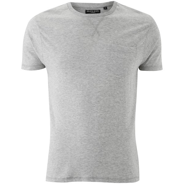 Brave Soul Men's Arkham Pocket T-Shirt - Grey Marl