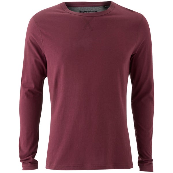 Brave Soul Men's Prague Long Sleeve Top - Burgundy