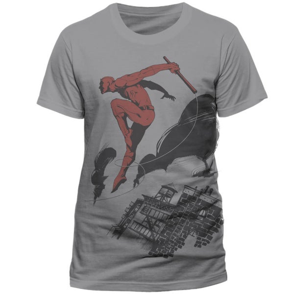 Marvel Comics Men's Daredevil Rooftop T-Shirt - Grey