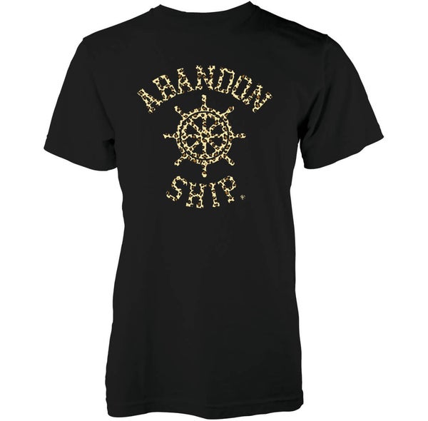 Abandon Ship Men's Leopard Print Wheel Logo T-Shirt - Black