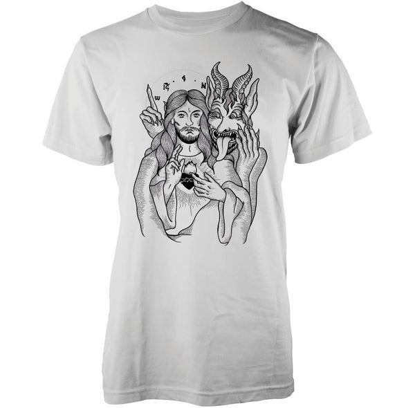 Abandon Ship Männer Jesus and Devil T-Shirt - Weiß