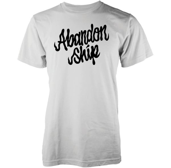Abandon Ship Männer Fuzz Script Logo T-Shirt - Weiß