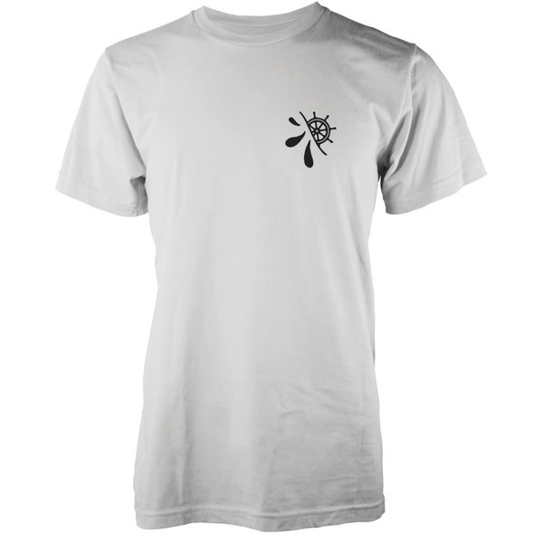 T-Shirt Homme Hidden Wheel Logo Abandon Ship -Blanc