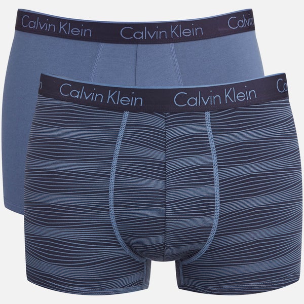 Calvin Klein Men's CK One Cotton 2 Pack Trunks - Extended Line Casper Blue