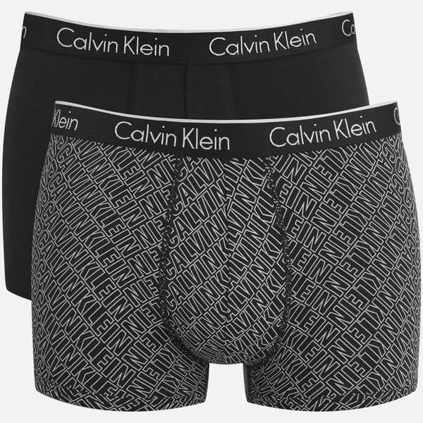Calvin Klein Men's CK One Cotton 2 Pack Trunks - Chevron Logo B&W Black