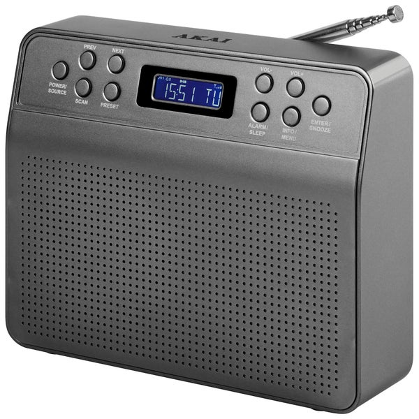 Akai DYNMX Portable DAB Radio with LCD Screen - Space Grey