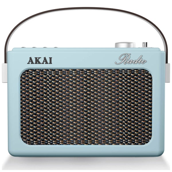 Akai Retro Vintage Portable Wireless AM/FM Radio with LCD Screen - Blue