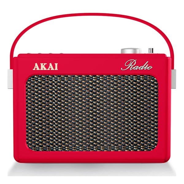 Akai Retro Vintage Portable Wireless DAB Radio with LCD Screen - Red