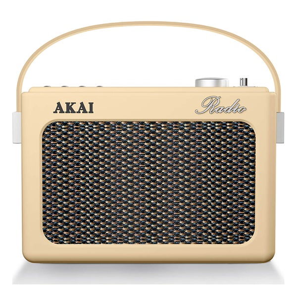 Akai Retro Vintage Portable Wireless DAB Radio with LCD Screen - Cream