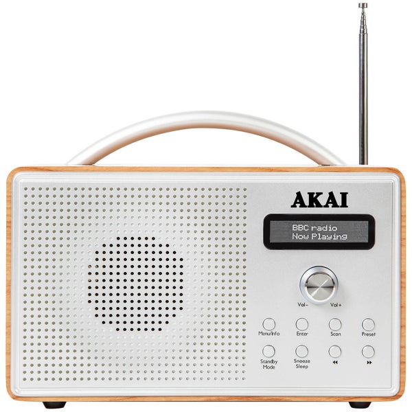 Akai Beech Wood DAB Radio with LCD Screen - Oak