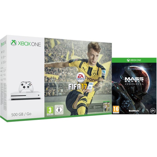 Xbox One S 500GB Console - Includes FIFA 17 & Mass Effect Andromeda