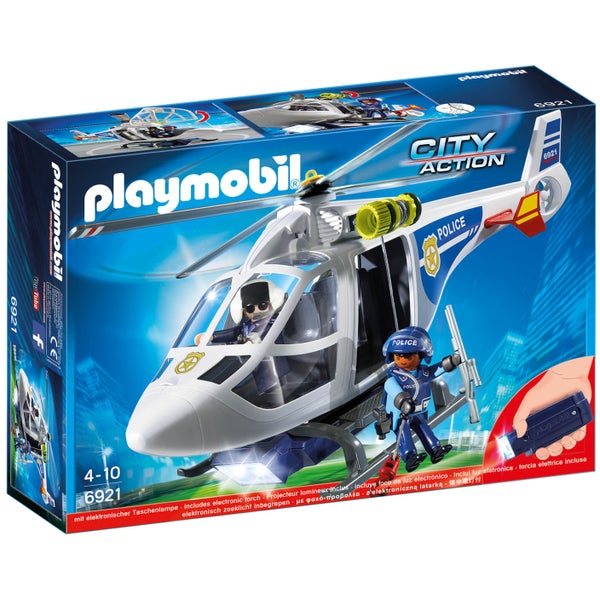 Playmobil int. polizei helikopter mit led suchscheinwerfer (6921)