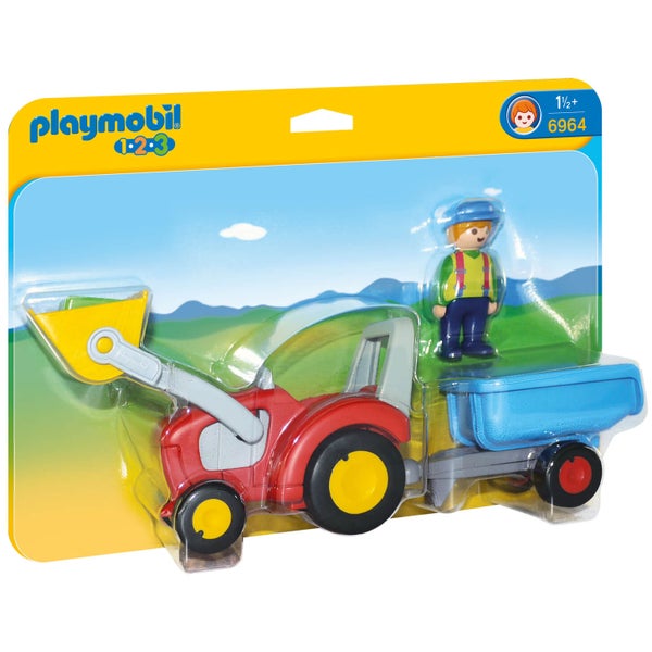 Playmobil 1.2.3: Boer met tractor en aanhangwagen (6964)