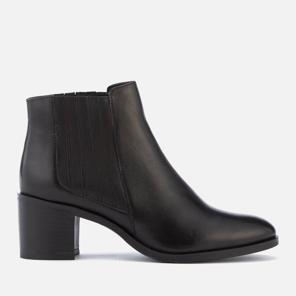 Dune Women's Peter Leather Heeled Ankle Boots - Black